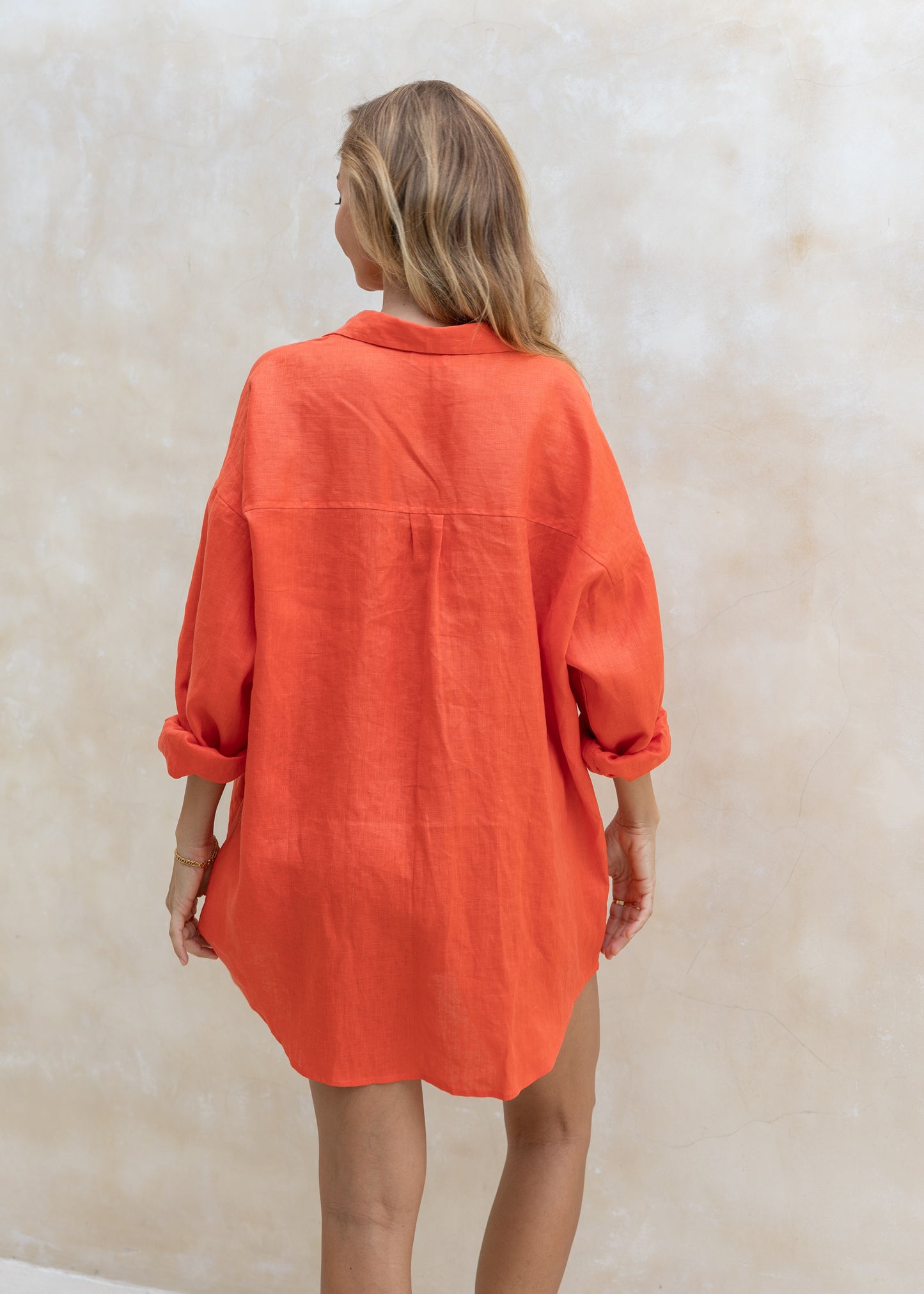 OVERSIZED SHIRT DRESS - CHERRY