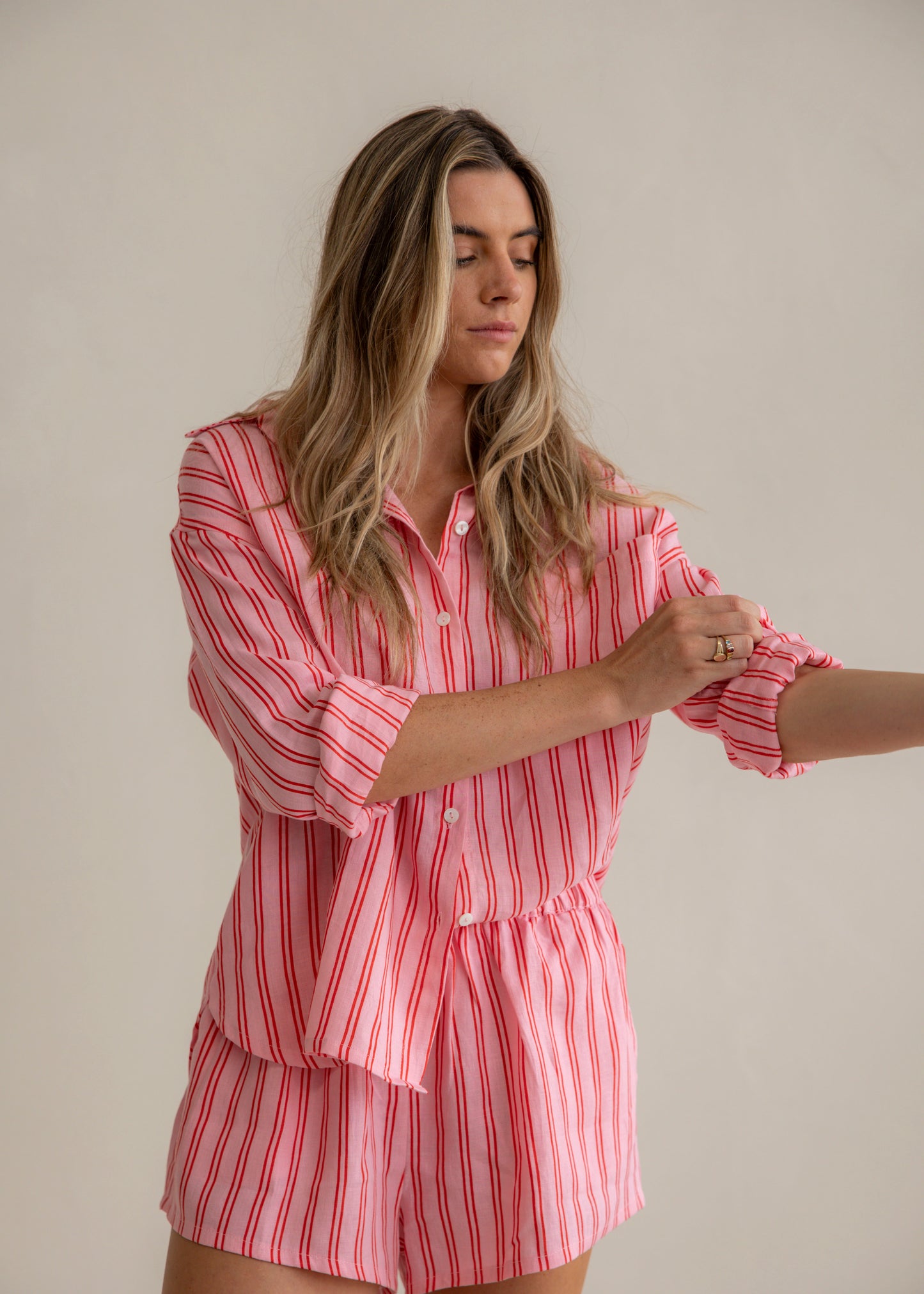 APRIL SET - PINK & RED STRIPE